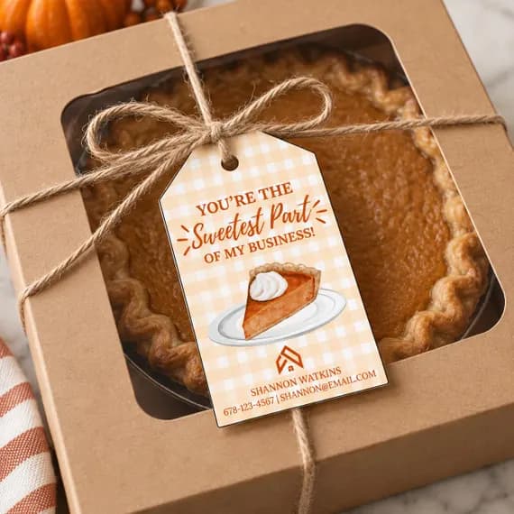 Realtor Pie Day Gift Tag Template, Thanksgiving Client Gift Tag, Real Estate Pop By, Pie Giveaway (Digital Download)