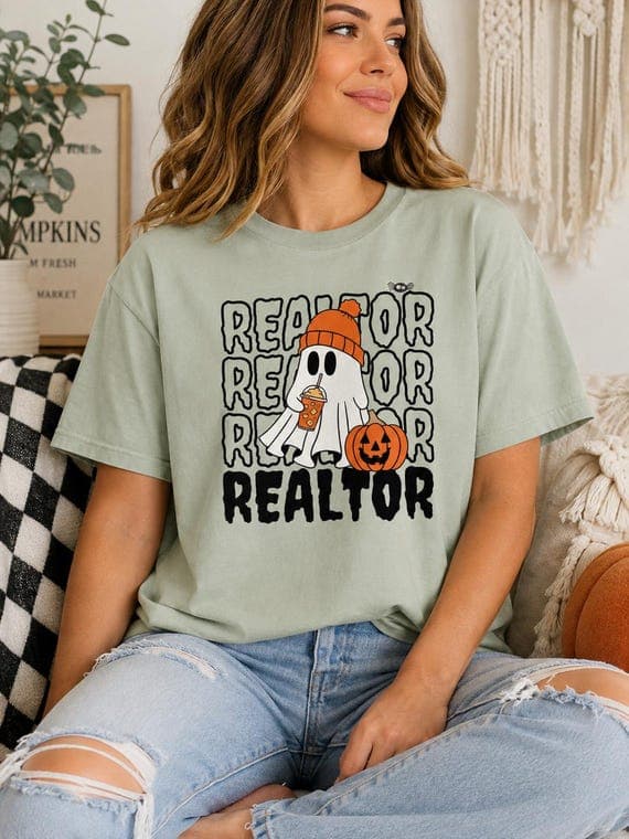 Ghost Realtor Comfort Colors Shirt, Spooky Fall Real Estate Agent Tee